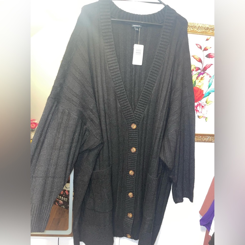 Torrid Black Button-Up Boyfriend Sweater